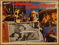 3w373 DR. TERROR'S HOUSE OF HORRORS Mexican lobby card '65 Christopher Lee, cool horror montage!