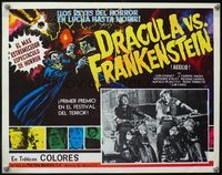 3w375 DRACULA VS. FRANKENSTEIN Mexican lobby card '71 art of the kings of horror battling to death!