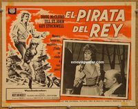 3w516 KING'S PIRATE Mexican lobby card '67 Doug McClure, Jill St John, swashbuckling pirate artwork!