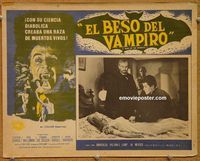 3w519 KISS OF THE VAMPIRE Mexican movie lobby card '63 Hammer, cool art of devil bats attacking!