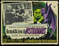 3w526 LA MALDICION DE NOSTRADAMUS Mexican LC '60 German Robles, great border art of man & dragon!