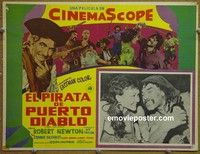 3w552 LONG JOHN SILVER Mexican movie lobby card '54 great images of Robert Newton as pirate!