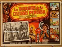 3w554 LOST CITY Mexican movie lobby card R50s cool jungle sci-fi serial starring William Stage Boyd!