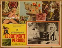 3w555 LOST CONTINENT Mexican movie lobby card '68 Hammer sci-fi, great images of sexy girl in peril!