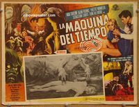 3w792 TIME MACHINE Mexican movie lobby card '60 Rod Taylor, Yvette Mimieux, wild art of monsters!