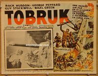 3w796 TOBRUK Mexican lobby card '67 art of soldiers Rock Hudson & George Peppard in World War II!