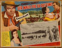 3w807 TRIBUTE TO A BAD MAN Mexican movie lobby card '56 cowboy James Cagney & pretty Irene Papas!