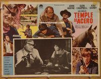 3w809 TRUE GRIT Mexican movie lobby card '69 John Wayne as Rooster Cogburn, Kim Darby, Glen Campbell