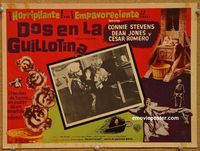 3w812 TWO ON A GUILLOTINE Mexican movie lobby card '65 wild images of Connie Stevens!