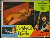 3w818 VAGABUNDO EN LA LLUVIA Mexican movie lobby card '68 cool image of sexy painted girl on couch!