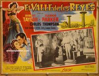 3w820 VALLEY OF THE KINGS Mexican movie lobby card '54 Robert Taylor, sexy Eleanor Parker!