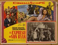 3w830 VON RYAN'S EXPRESS Mexican movie lobby card '65 Frank Sinatra, cool image of soldiers & train!