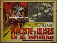 3w846 WITCH'S CURSE Mexican movie lobby card '63 cool art of Kirk Morris as Maciste!