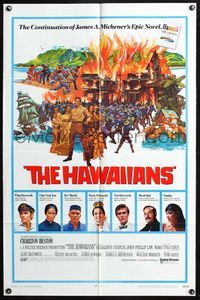 3z439 HAWAIIANS one-sheet '70 cool art of Charlton Heston, from James A. Michener's epic novel!