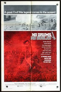 3z675 NO DRUMS NO BUGLES 1sh '71Martin Sheen's a Civil War conscientious objector living in a cave!