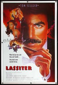 4a339 LASSITER 40x60 poster '84 cool Chorney art of Tom Selleck, Jane Seymour & sexy Lauren Hutton!