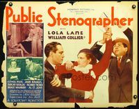 4a104 PUBLIC STENOGRAPHER 1/2sh '34 Lola Lane is caught between William Collier Jr & Jason Robards!