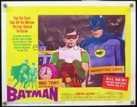 4b102 BATMAN lobby card #6 '66 great close image of Adam West & Burt Ward in costume in Bat Cave!