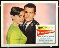 4b107 BECAUSE THEY'RE YOUNG movie lobby card #3 '60 close-up of Dick Clark w/Victoria Shaw!