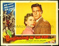 4b108 BEGINNING OF THE END LC #6 '53 close-up of Peter Graves, Peggie Castle, great wild border art