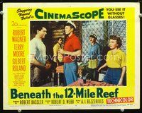 4b110 BENEATH THE 12-MILE REEF movie lobby card #5 '53 Robert Wagner, Terry Moore, Peter Graves!