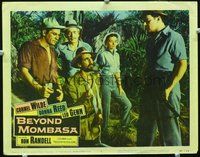 4b122 BEYOND MOMBASA lobby card #5 '57 cool image of Cornel Wilde, Donna Reed, Christopher Lee!