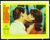 4b132 BIG GAMBLE movie lobby card #1 '61 romantic close-up of Stephen Boyd & Juliette Greco kissing!