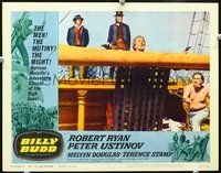 4b139 BILLY BUDD movie lobby card #4 '62 Robert Ryan supervising flogging!