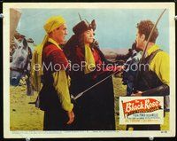 4b146 BLACK ROSE movie lobby card #7 '50 great image of swashbucklers Tyrone Power & Orson Welles!