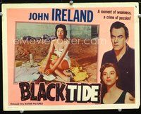 4b147 BLACK TIDE movie lobby card '57 John Ireland's moment of weakness, sexy Maureen Connell!