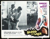 4b154 BLOOD & LACE lobby card #2 '71 AIP, wild image of girl being attacked, gruesome horror art!