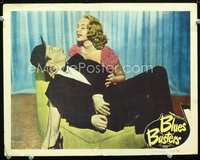 4b165 BLUES BUSTERS movie lobby card '50 wacky image of Huntz Hall w/Adele Jergens!