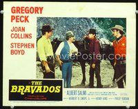 4b180 BRAVADOS movie lobby card #3 '58 cool image of tough cowboy Gregory Peck!