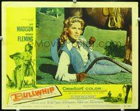 4b191 BULLWHIP movie lobby card #5 '58 great close-up of sexy Rhonda Fleming w/whip!