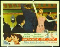 4b192 BUNDLE OF JOY movie lobby card #1 '57 sexy Debbie Reynolds dancing with Eddie Fisher!