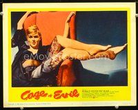 4b202 CAGE OF EVIL movie lobby card #2 '60 great image of super sexy Patricia Blair laying in chair!