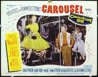 4b215 CAROUSEL movie lobby card #5 '56 great image of pretty Shirley Jones on carnival ride!