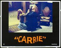 4b216 CARRIE movie lobby card #8 '76 Stephen King novel, weird Sissy Spacek & Piper Laurie!