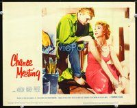 4b227 CHANCE MEETING movie lobby card #7 '60 Hardy Kruger w/sexy Micheline Presle!