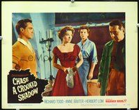 4b229 CHASE A CROOKED SHADOW movie lobby card #4 '58 Anne Baxter, Richard Todd, cool cast image!