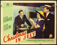 4b233 CHRISTMAS IN JULY lobby card '40 Preston Sturges classic, Dick Powell buys Ellen Drew a ring!