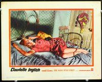 4b238 CLAUDELLE INGLISH movie lobby card #8 '61 image of sexy misbehavin' Diane McBain in bed!