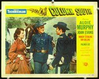 4b251 COLUMN SOUTH movie lobby card #6 '53 Joan Evans, Audie Murphy as mounted cavalry soldier!