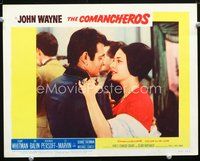 4b252 COMANCHEROS movie lobby card #3 '61 Stuart Whitman dancing w/Ina Balin!