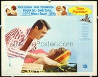 4b254 COME SEPTEMBER lobby card #6 '61 great romantic close-up of Rock Hudson & Gina Lollobrigida!