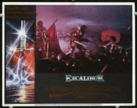 4b327 EXCALIBUR movie lobby card #1 '81 action scene, cool Bob Peak border artwork!