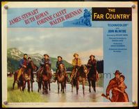 4b339 FAR COUNTRY lobby card #4 R62 great image of James Stewart & top stars in line up on horses!