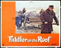 4b349 FIDDLER ON THE ROOF movie lobby card #8 '72 great image of Topol pulling cart!