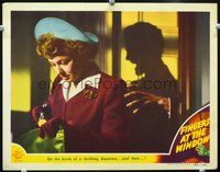 4b354 FINGERS AT THE WINDOW movie lobby card '42 great image of Laraine Day about to be attacked!