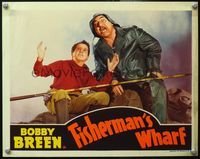 4b362 FISHERMAN'S WHARF lobby card '39 great close up of Bobby Breen with fishing rod sizing fish!